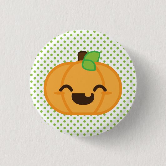 Kawaii Kürbislaterne Pumpkin Button (Vorderseite)
