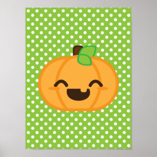 Kawaii Kürbislaterne Pumpkin Poster Print