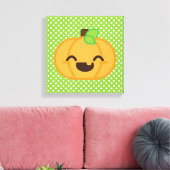 Kawaii Kürbislaterne Pumpkin Wrapped Canvas Leinwanddruck (Insitu (Wohnzimmer))