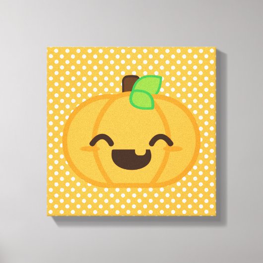 Kawaii Kürbislaterne Pumpkin Wrapped Canvas Leinwanddruck (Vorderseite)