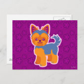 Kawaii Kurz Hair Yorkie Cartoon Dog Postkarte (Vorne/Hinten)