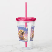 Kawaii Labrador Retriever sky & stars Acryltrinkbecher (Vorderseite)
