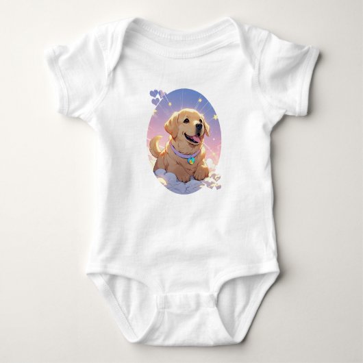 Kawaii Labrador Retriever sky & stars Baby Strampler (Vorderseite)