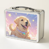 Kawaii Labrador Retriever sky & stars Metall Brotdose (Rückseite)