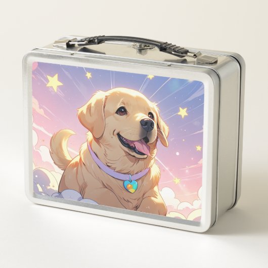 Kawaii Labrador Retriever sky & stars Metall Brotdose (Rückseite)