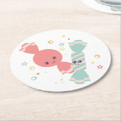 Kawaii lächelnd Candy Round Paper Untersetzer (Angewinkelt)