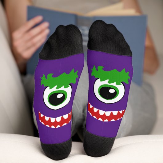 Kawaii lächelt ein Mit Augen Monster Socken (Unterseite)