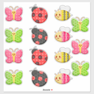 Kawaii Ladybug Butterfly Bumble Bee Insect Aufkleber
