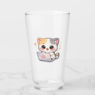 Kawaii Laptop Katzen Glas | Süße Chibi Kitty Trink