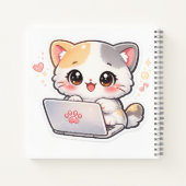 Kawaii Laptop Katzen Notizbuch | Süße Chibi Kitty  (Rückseite)