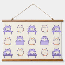 Kawaii Lavendel Dicke Katze Pastell Süße Leinwand 