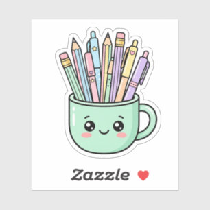 Kawaii-Lehrer-Kaffeetasse Bleistifte Cute Danke G Aufkleber