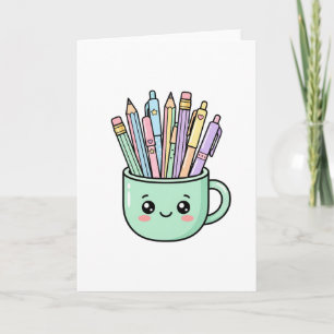 Kawaii Lehrer Kaffeetasse Bleistifte Süße Danke G Karte
