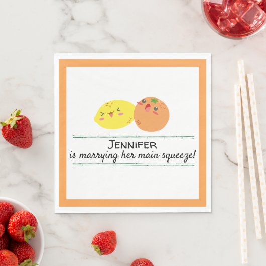 Kawaii Lemon und Orange Citrus Theme Brautparty Serviette (Beispiel)