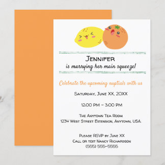 Kawaii Lemon und Orange Frucht Brautparty Einladung
