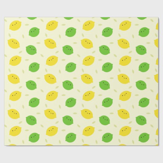 Kawaii Lemons & Limes Geschenkpapier (Flach)