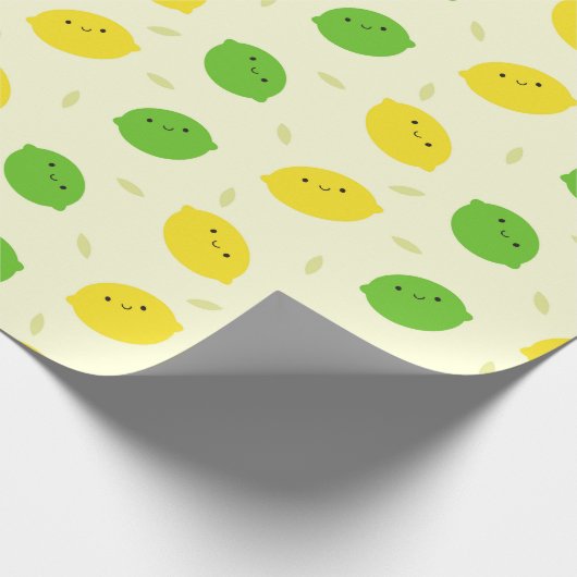 Kawaii Lemons & Limes Geschenkpapier (Ecke)