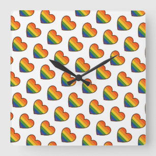 Kawaii LGBTQ+ Primer Herzschlag Quadratische Wanduhr