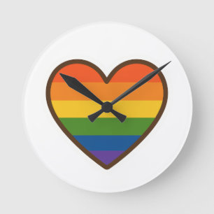 Kawaii LGBTQ+ Primer Herzschlag Runde Wanduhr
