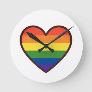 Kawaii LGBTQ+ Primer Herzschlag Runde Wanduhr