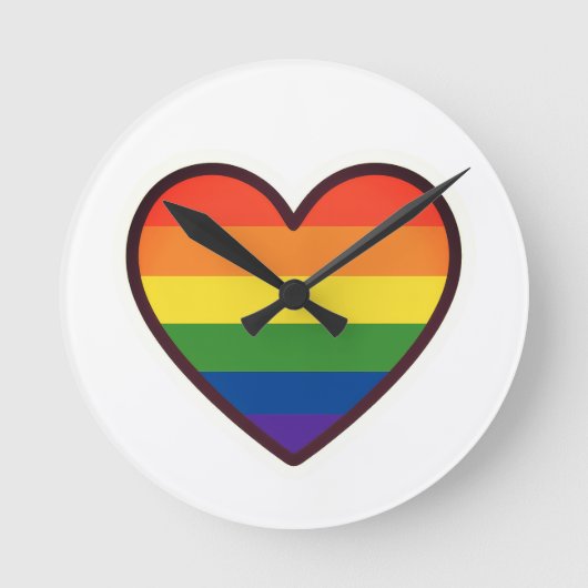 Kawaii LGBTQ+ Primer Herzschlag Runde Wanduhr (Vorderseite)