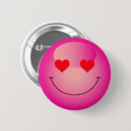 Kawaii Liebe Herz Eyes Pink Emoji Button