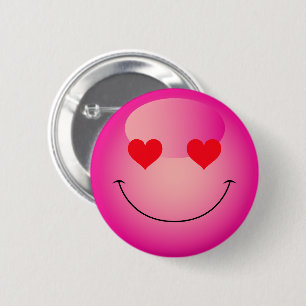Kawaii Liebe Herz Eyes Pink Emoji Button