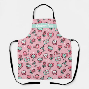 Kawaii Liebe Icons Nahtloses Valentinisches Muster Schürze