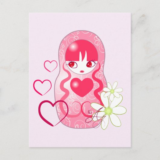 Kawaii Liebe Matryoshka Postkarte (Vorderseite)