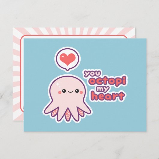 Kawaii-Liebe Octopus Postkarte (Vorne/Hinten)