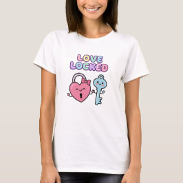 Kawaii-Liebe verriegelte süße Hochzeit T-Shirt