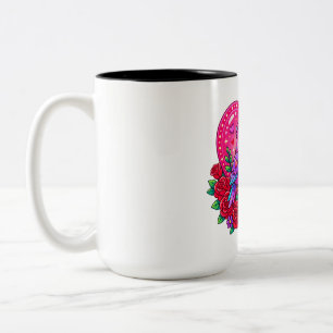 Kawaii Liebesvögel Herz Blumen Zweifarbige Tasse
