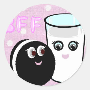 Kawaii Liebste für immer Milch und Cookie BESTE FR Runder Aufkleber