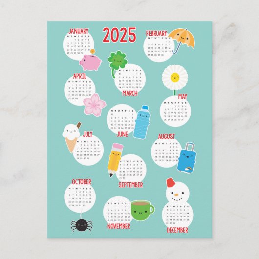 Kawaii Life 2025 Kalender Postkarte (Vorderseite)