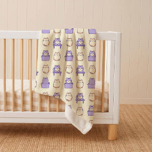 Kawaii Lila Dicke Katzen Pastell Kuschelige Sherpa Sherpadecke