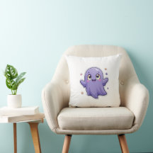 Kawaii Lila Ghost Throw Kissen Niedliches Hallowee