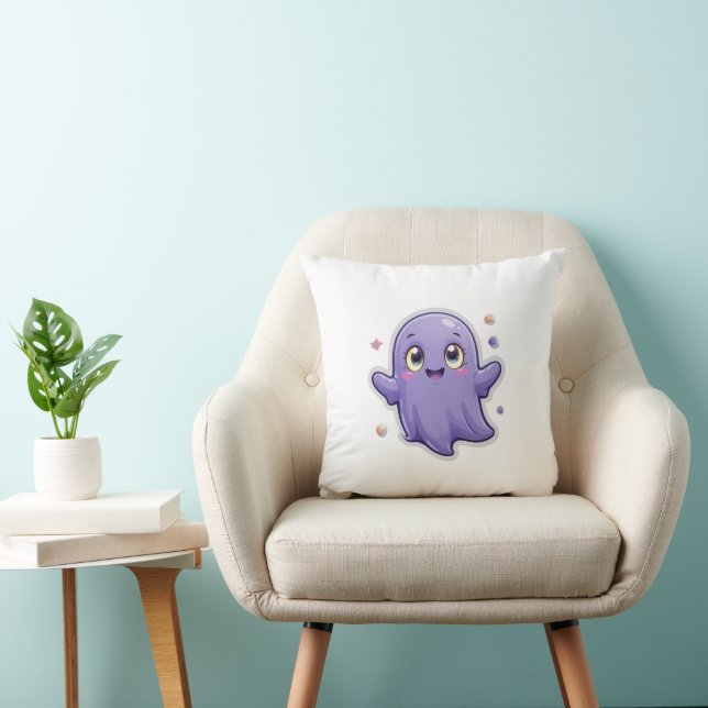 Kawaii Lila Ghost Throw Kissen Niedliches Hallowee (Stuhl )