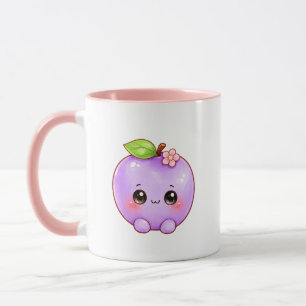 Kawaii Lila Pflaumen-Tasse Süße Frucht-Kaffeetas Tasse