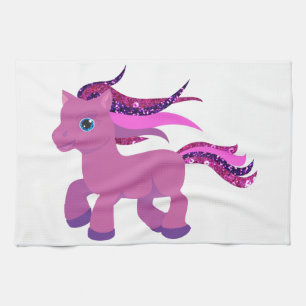 Kawaii lila Pony Geschirrtuch