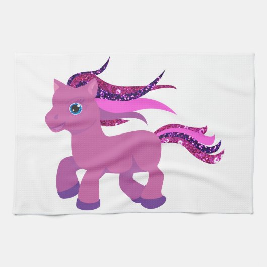 Kawaii lila Pony Geschirrtuch (Horizontal)