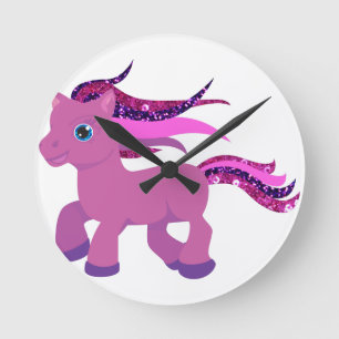 kawaii lila Pony Runde Wanduhr