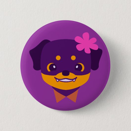 Kawaii lila Rottweiler Welpe Button (Vorderseite)