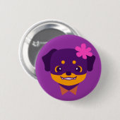 Kawaii lila Rottweiler Welpe Button (Vorne & Hinten)