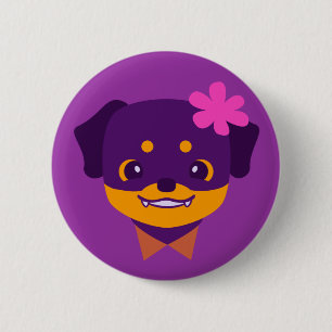 Kawaii lila Rottweiler Welpe Button