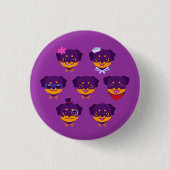 Kawaii lila Rottweiler Welpen-Muster Button (Vorderseite)