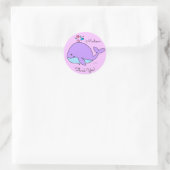 Kawaii Lila Whale Maßgeschneidert Runder Aufkleber (Tasche)