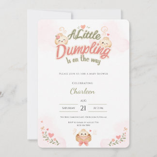 Kawaii Little Dumpling Baby Shower Einladung Pink