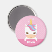 Kawaii Little Unicorn Girls Personalisiert Magnet (Vorderseite/Rückseite)
