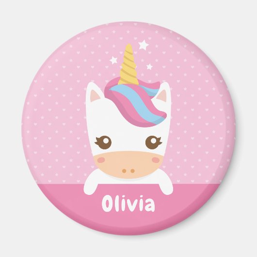 Kawaii Little Unicorn Girls Personalisiert Magnet (Vorne)