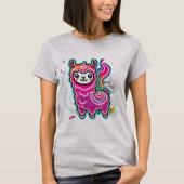 Kawaii Llama Freude: Flammenspass T-Shirt (Vorderseite)